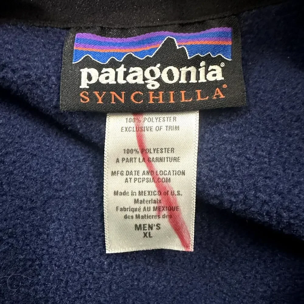 Patagonia Men's Synchilla Fleece Vest Navy Embroidered Logo, Size MEN'S XL - Picture 5 of 5